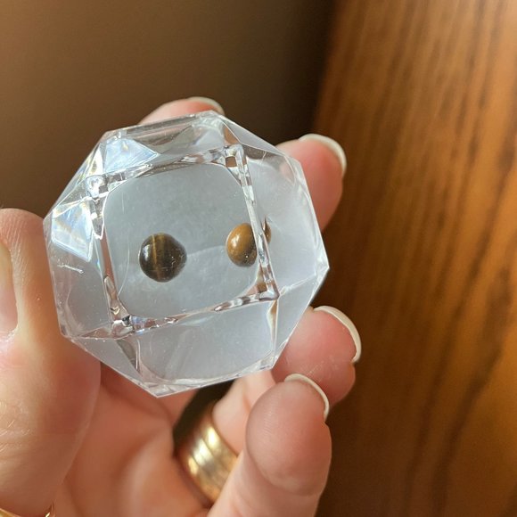 925 Sterling Silver posts Genuine Tiger Eye Earrings 925 Stamped on stem - Picture 7 of 7